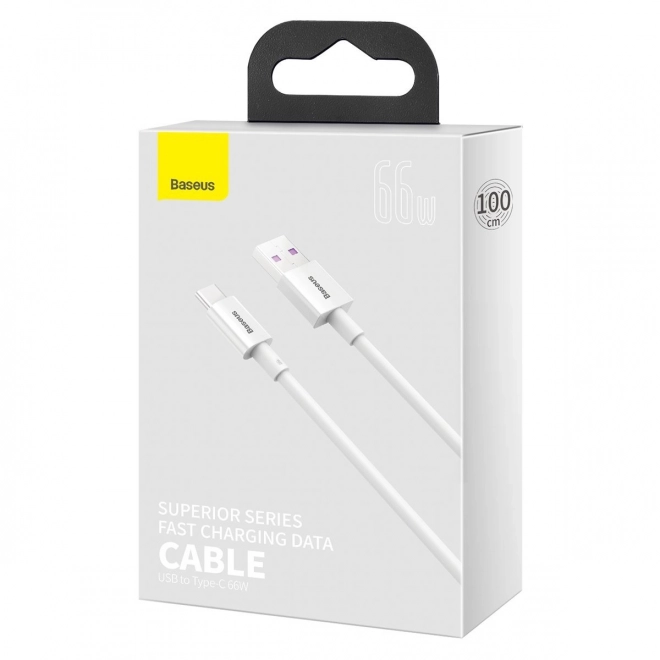 Kabel USB na USB-C řady Superior, 66W, 1m (bílý)