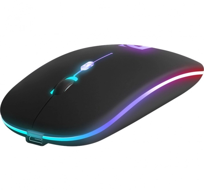 Bezdrátová myš DEFENDER Touch, tiché klikání, RGB, BT + 2,4 GHz, dobíjecí, 800/1200/1600 DPI, černá
