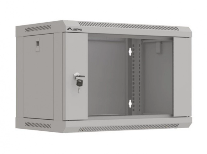 Instalační racková skříň Lanberg 6U 540x350 šedá s prosklenými dveřmi