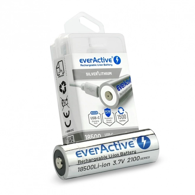 Dobíjecí akumulátor EverActive 18500 Li-ion 3,7V 2100 mAh USB-C