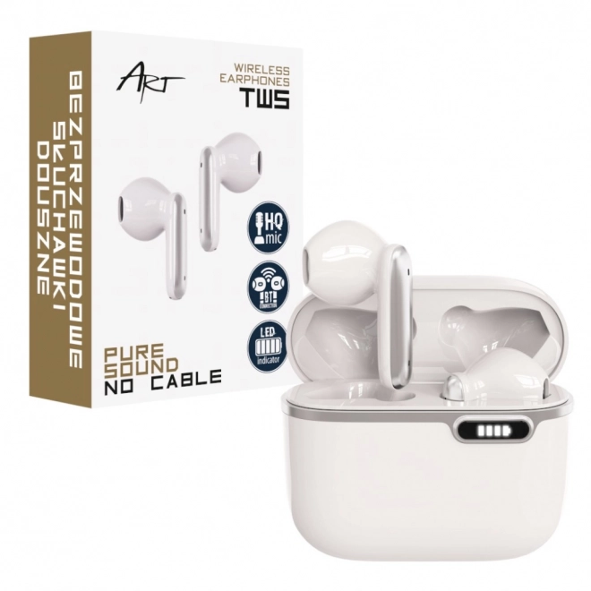 Sluchátka Bluetooth s mikrofonem HQ TWS (USB-C) Bílá