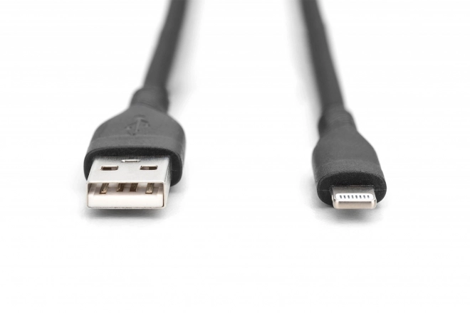 Silikonový napájecí kabel USB-A - Lightning, USB 2.0 12W, certifikovaný MFI, 1m, černý