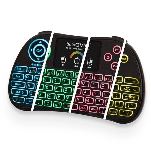 Podsvícená mini bezdrátová klávesnice RGB TV Box, Smart TV, konzole, PC, KW-03