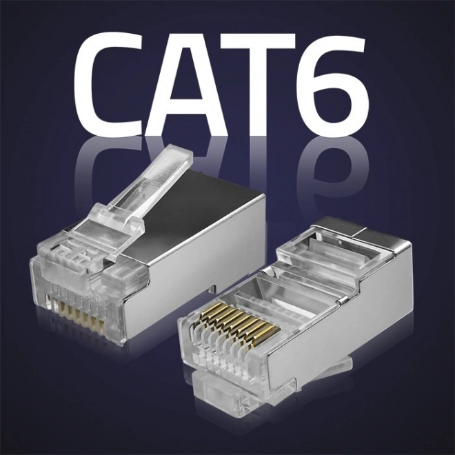 Wtyk průchozí RJ45 konektor CAT6 FTP s pozlacenými kontakty, 100 ks