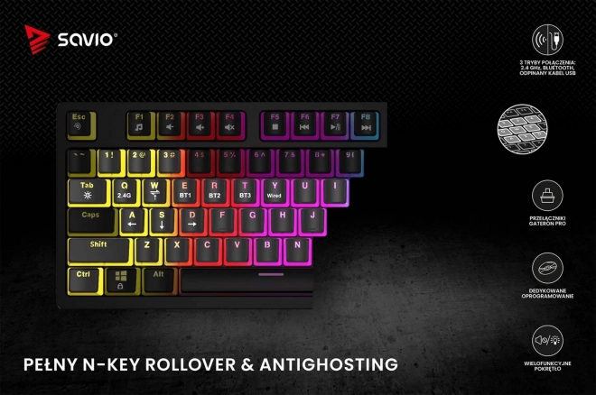 Bezdrátová mechanická klávesnice Savio Phenix RGB