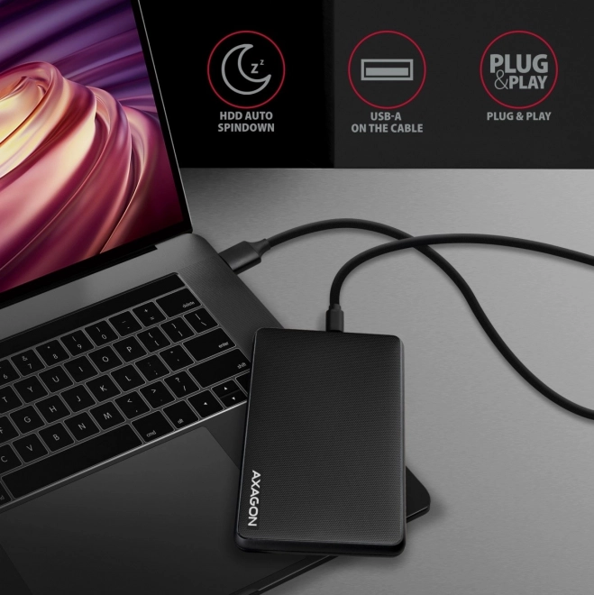 EE25-SLC Externí plastový kryt, bez šroubů, USB-C 3.2 GEN 1 SATA 6G 2,5", černý