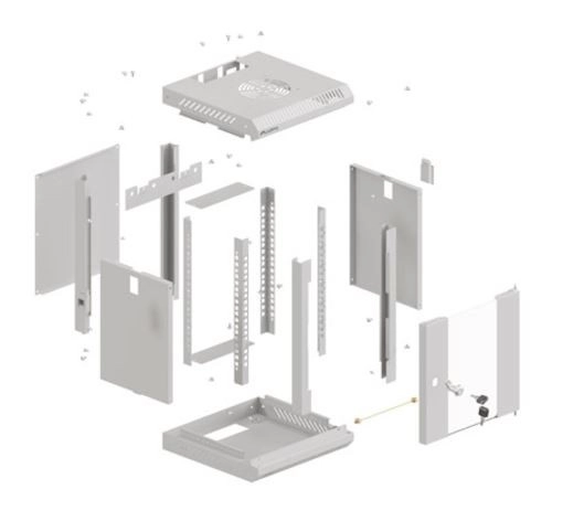 Nástěnná rack skříň 10 palců 4U 300x300 šedá