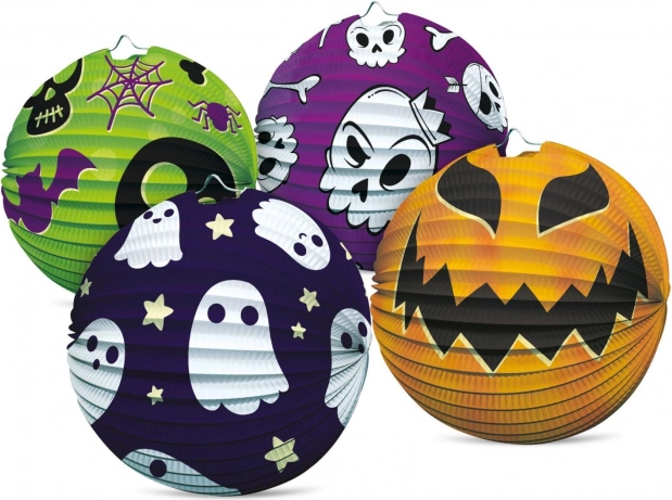 halloweenský papírový lampion koule 25 cm, 4 motivy