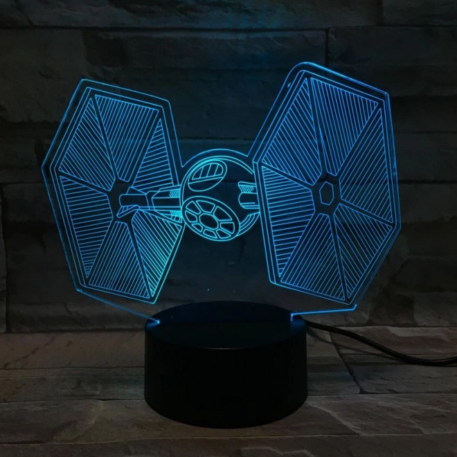 3D LED noční lampička "Star Wars - Stíhačka" Hologram + dálkové ovládání