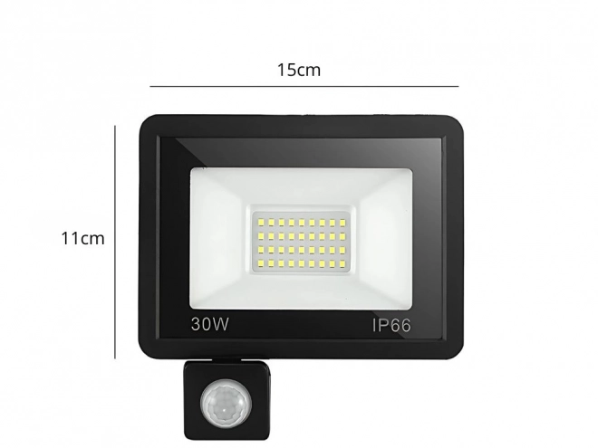 Venkovní LED Reflektor 30W s Pohybovým a Soumrakovým Senzorem IP66
