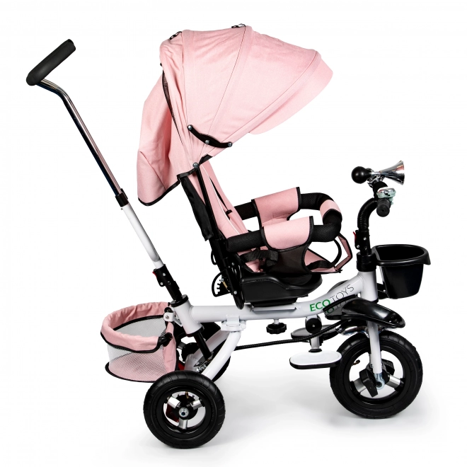 Otočná tříkolka 360° Pink Delux se stříškou