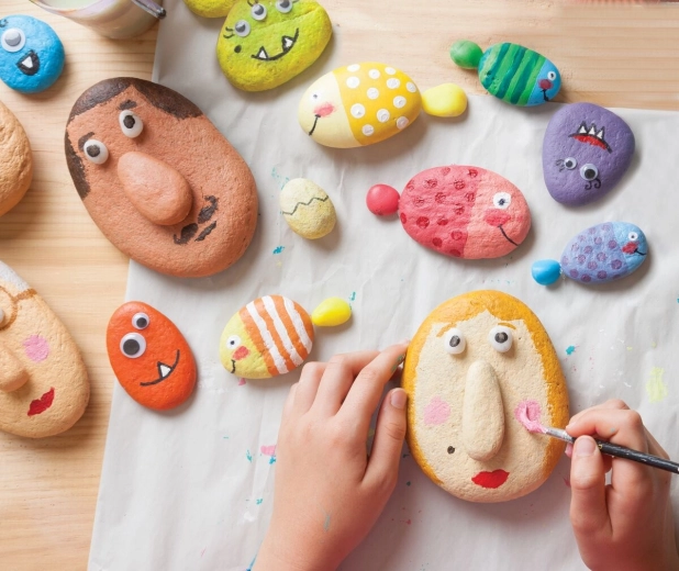 Veselé kamínky s očky a 3D detaily