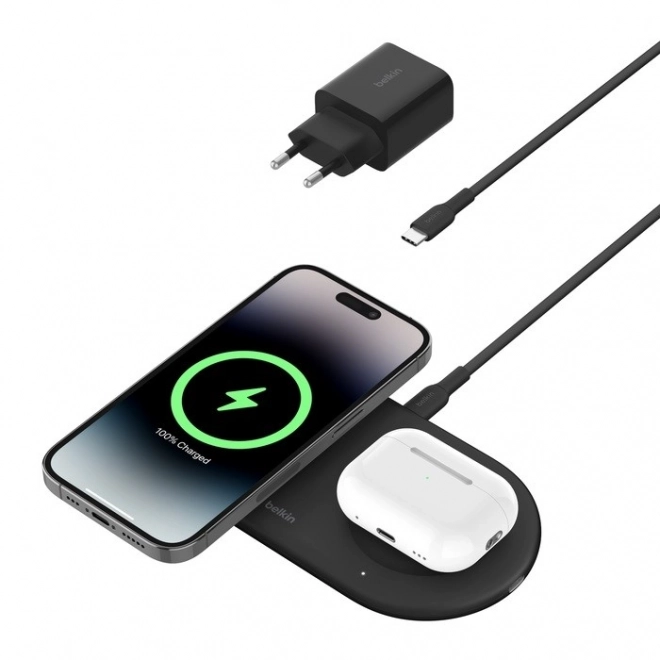 BoostCharge Pro Qi2 15W duální nabíječka černá