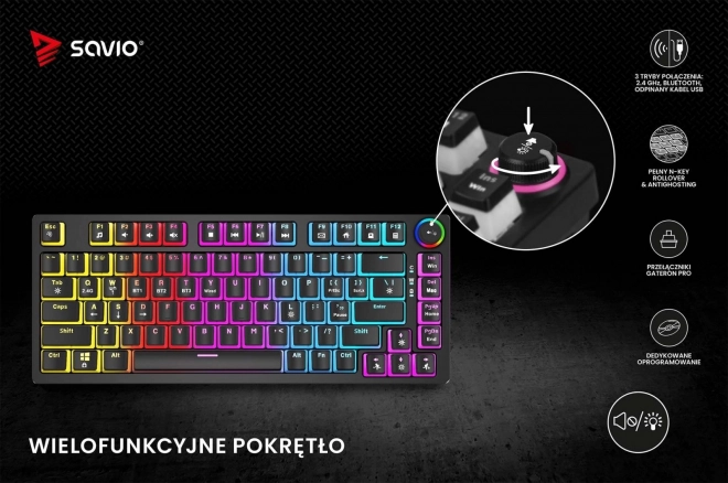 Bezdrátová mechanická klávesnice Savio Phenix RGB