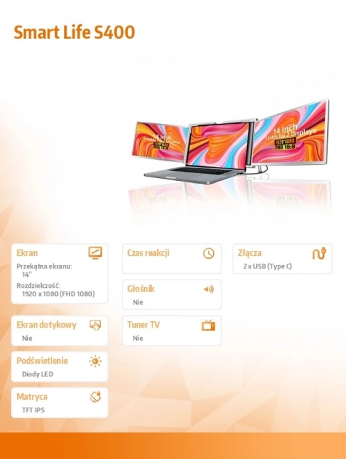 Přenosný monitor pro notebook Smart Life s dvojitým displejem