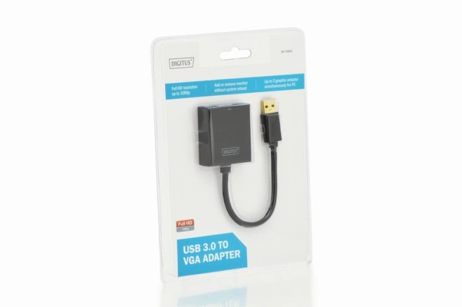 Adaptér grafický VGA 1080p FHD na USB 3.0, hliníkový, černý