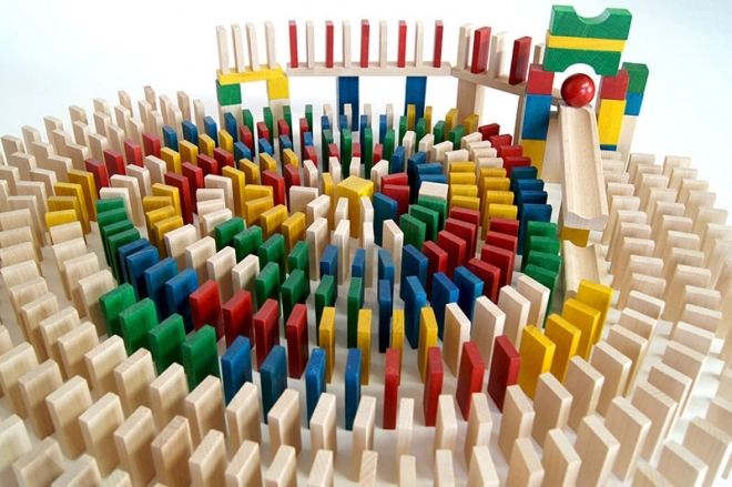 EkoToys Dřevěné domino barevné 430 ks