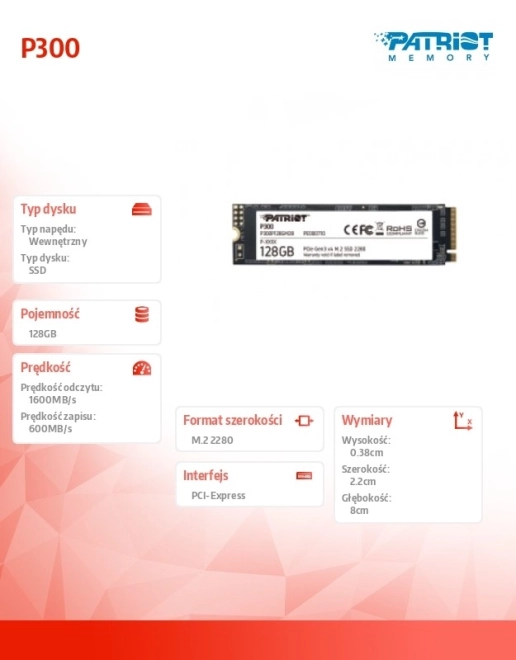 Interní SSD disk Patriot P300 128 GB