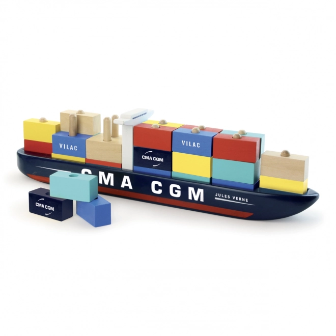 Vilac Dřevěná skládačka kontejnerová loď CMA CGM Jules Verne