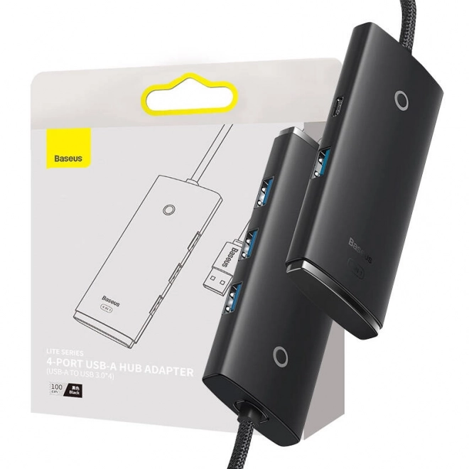 Rozbočovač 4v1 Baseus Lite Series USB na 4x USB 3.0, 1 m (černý)