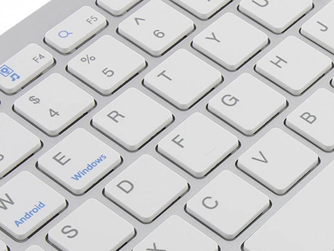 Bezdrátová klávesnice Bluetooth pro PC ipad mac malá štíhlá nízkoprofilová – Bílá