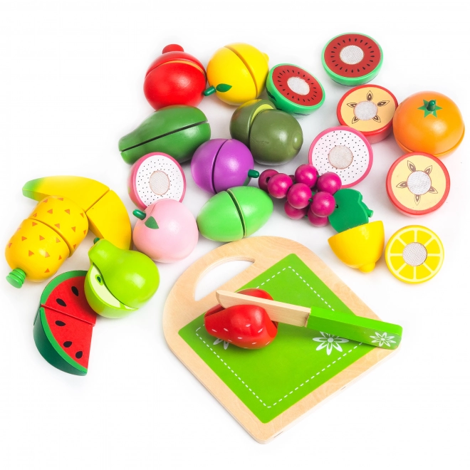 Dřevěné ovoce na krájení, 20 kusů ECOTOYS