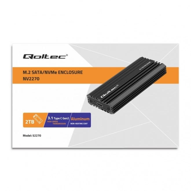 Qoltec obal na M.2 SSD NVMe a SATA s USB-C připojením, 2TB kapacita