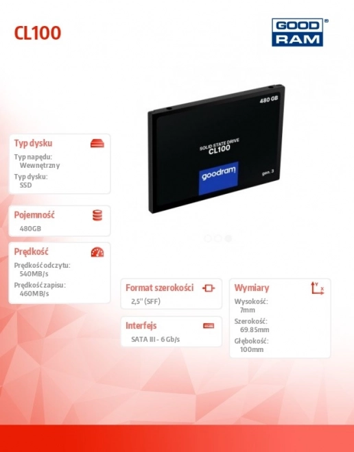 SSD disk Goodram CL100 Gen.3 480GB SATA III 2,5"