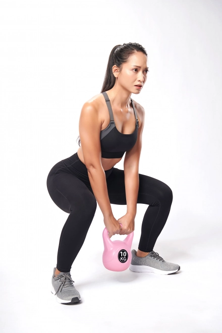 Růžový kettlebell 10 kg ModernHome