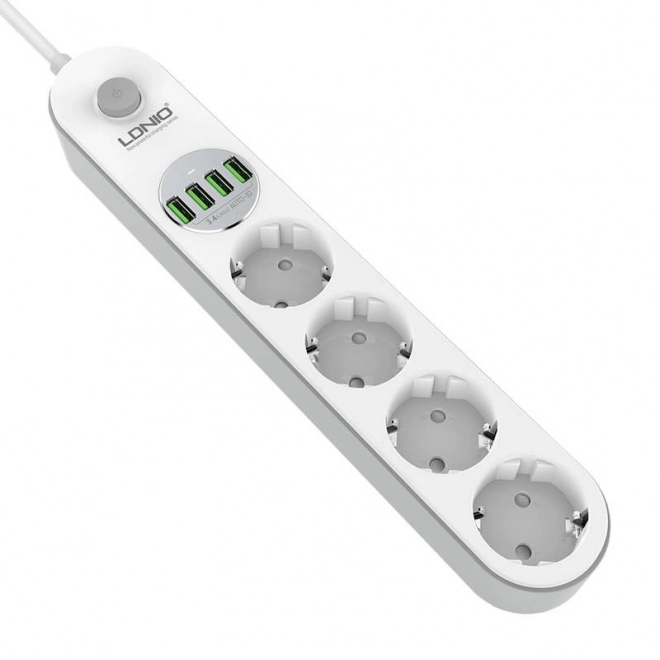 Napájecí lišta se 4 zásuvkami AC, 4x USB, LDNIO SE4432, 2m (bílá)