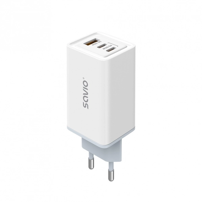65W síťová nabíječka GaN LA-07 s kabelem USB-A-USB typu C, 1 m, bílá