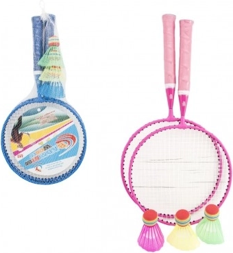 Dětská badmintonová sada – 2 pálky a 1 košíček v síťovaném obalu