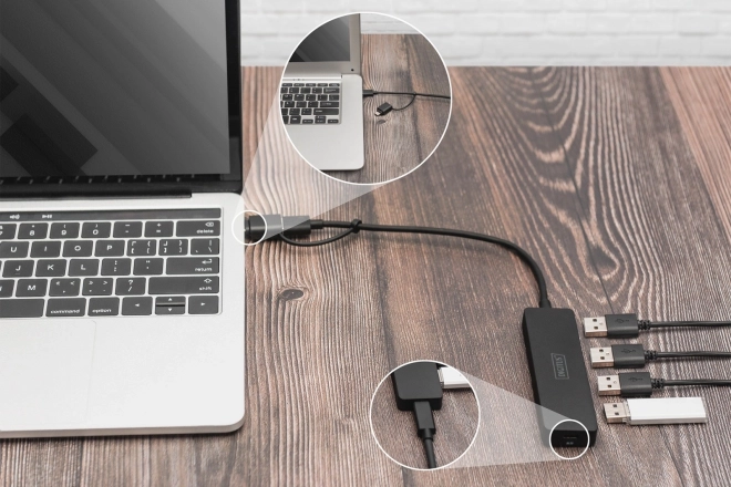 Hub USB 4 porty SlimLine s adaptérem USB-C