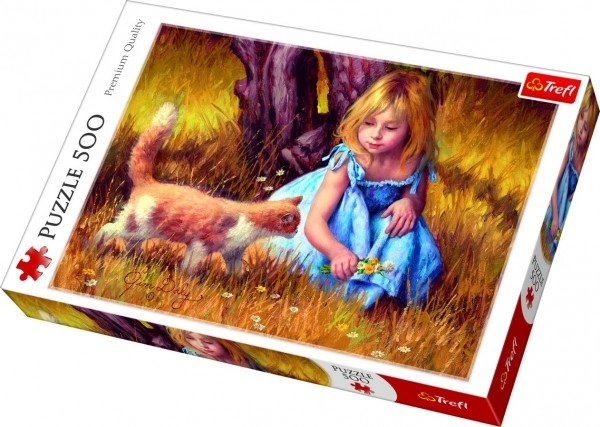 Puzzle Trefl 500 dílků Dívka s kočkou