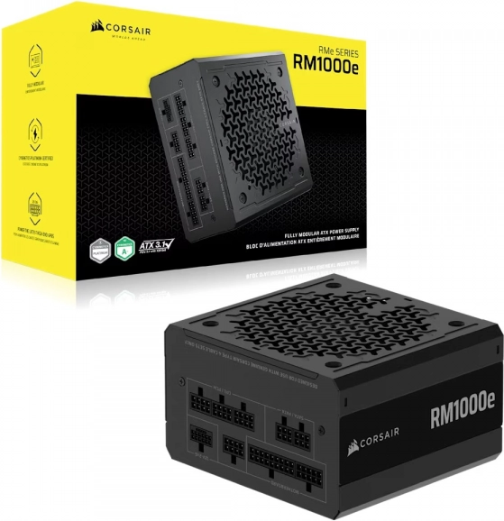 Corsair RM1000e – plně modulární zdroj 1000 W, ATX 3.1, PCIe 5.1, 80 Plus Gold
