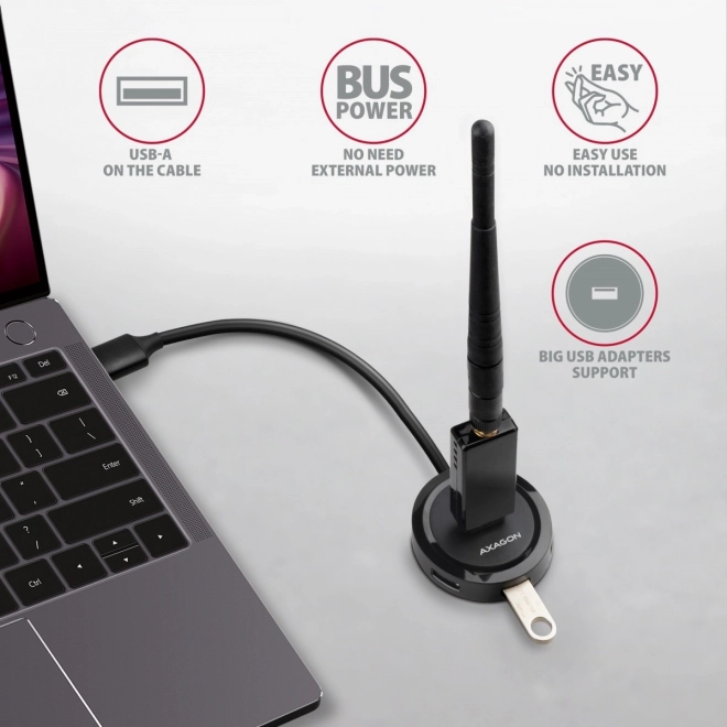 HUE-P1A Rozbočovač se 4 porty USB 3.2 Gen 1, 30cm kabel USB-A, přídavné napájení microUSB
