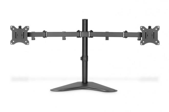 Černý dvojitý stolní stojan na monitory s úchytkami pro monitory do 32''