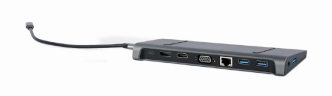 Adaptér USB-C 9v1, HDMI, USB-C PD, VGA, DP, USBx3, Audio, LAN
