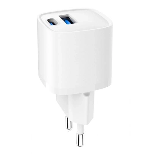 USB-A USB-C 20W PD QC3.0 mini-nabíječka bílá