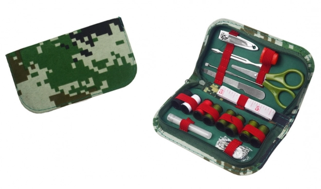 Krejčovská + manikúrní sada 2v1 KAŽDÁ DOMÁCÍ PŘÍRUČKA v pouzdru na zip 14x8x3 cm