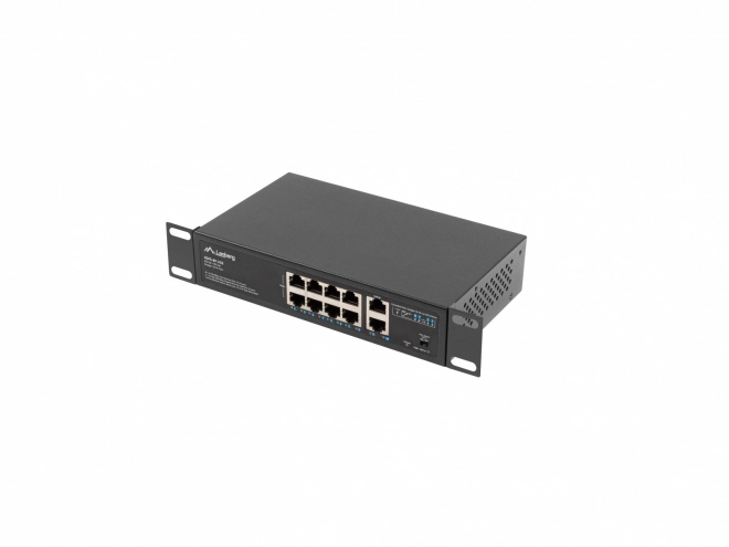 LANBERG 8portový PoE+ switch 10/100 Mb/s se 2× gigabitovým uplinkem do racku