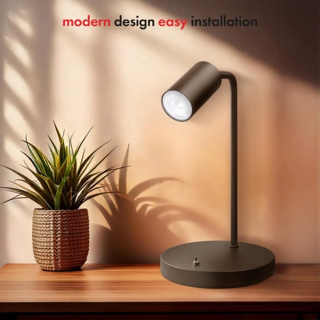 Stolní lampa Maclean s vypínačem, černá, kulatá