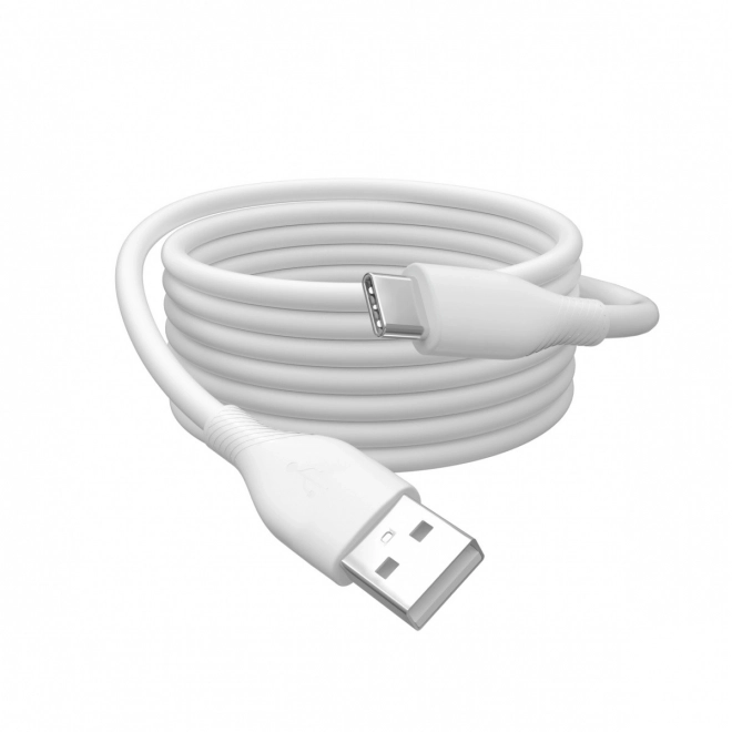 Silikonový napájecí kabel USB-A - USB-C, USB 2.0 60W, 1m, bílý