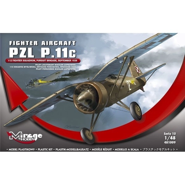 Plastikový model letounu PZL P.11c od Mirage Hobby v měřítku 1:48