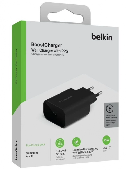 25W síťová nabíječka USB-C PD 3.0 PPS černá