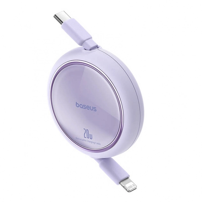Retrakční nabíjecí kabel Baseus USB-C na Lightning 20W fialový