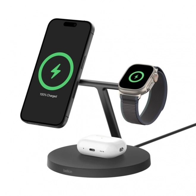 Nabíječka Boost Charge Pro 3v1 Qi2 15W nastavitelná, černá