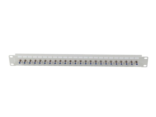 Šedý patch panel s 24 porty typ F