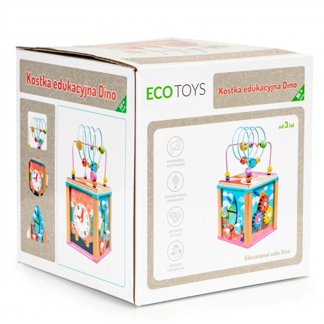 Dřevěná vzdělávací kostka dino ECOTOYS