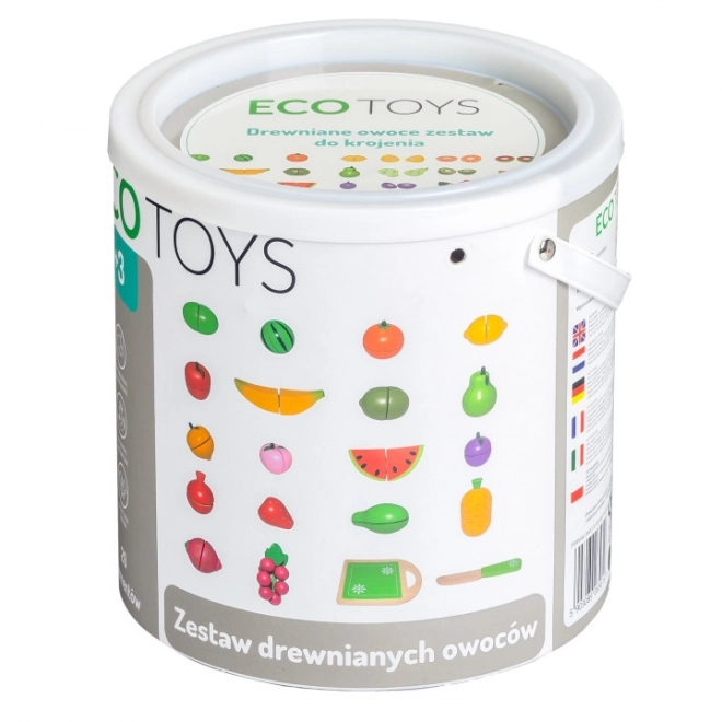 Dřevěné ovoce na krájení, 20 kusů ECOTOYS